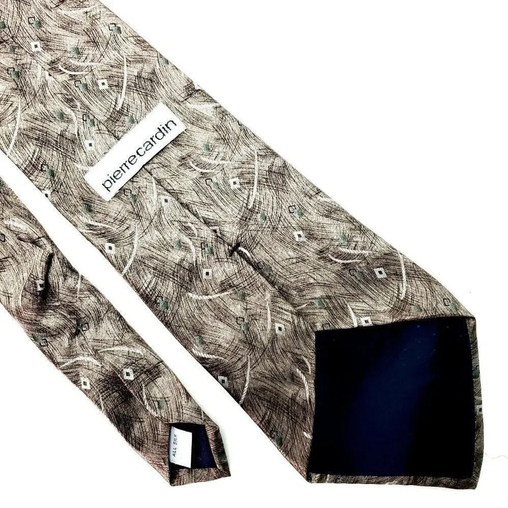 Pierre Cardin Silk‎ Tie Beige Abstract Wide